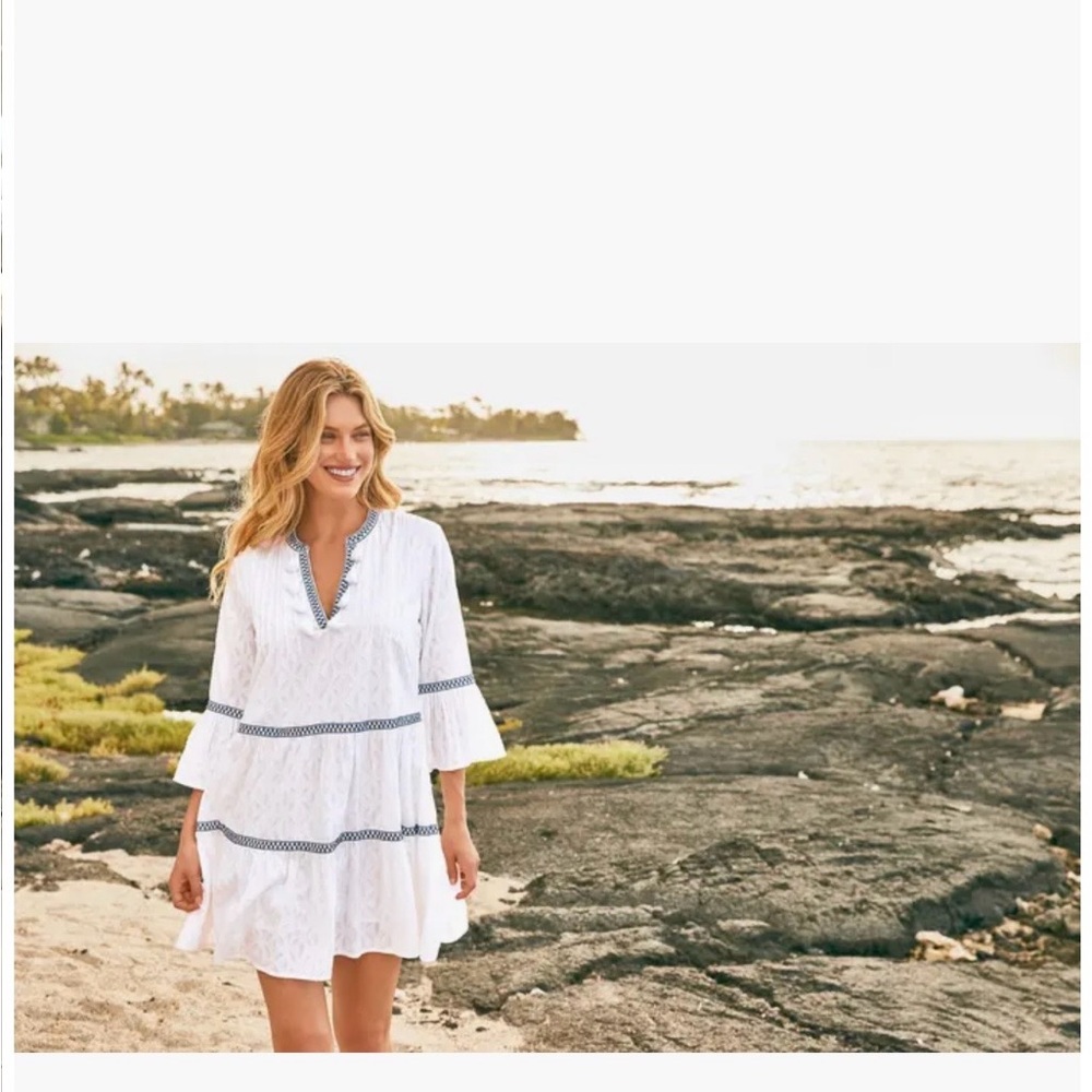 Tommy Bahama Embroidered Tiered Cotton Dress - Picture 3 of 6